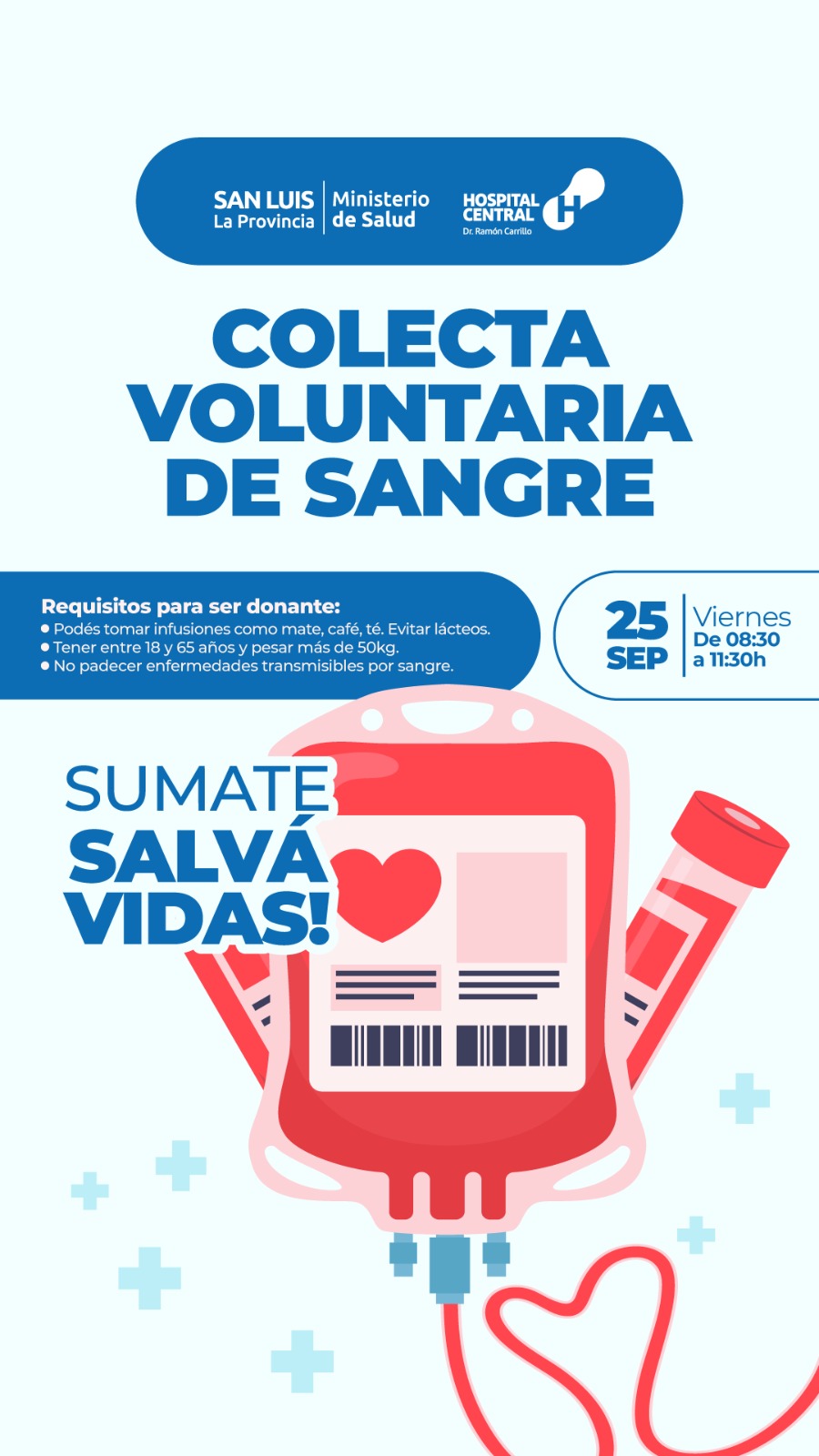 Realizarán una nueva colecta de sangre, una jornada que permite salvar vidas